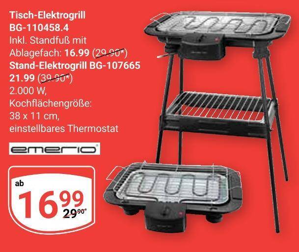 Emerio tisch-elektrogrill oder stand-elektrogrill Angebot bei Globus