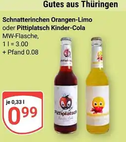 Globus Gutes aus thüringen schnatterinchen orangen-limo oder pittiplatsch kinder-cola Angebot