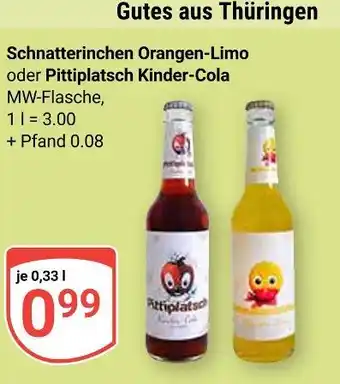 Globus Gutes aus thüringen schnatterinchen orangen-limo oder pittiplatsch kinder-cola Angebot