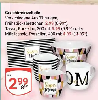 Globus Frühstücksbrettchen oder tasse, porzellan, 300 ml oder müslischale, porzellan, 400 ml Angebot