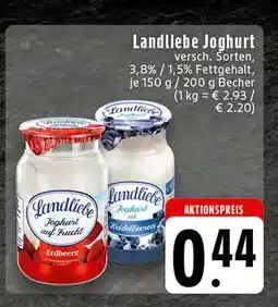 Edeka Landliebe joghurt auf frucht oder joghurt mit heidelbeeren Angebot