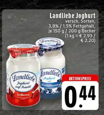 Edeka Landliebe joghurt auf frucht oder joghurt mit heidelbeeren Angebot
