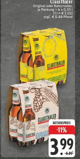 Edeka Clausthaler original oder naturradler Angebot