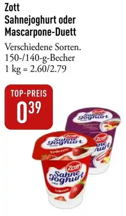 Galeria Markthalle Zott Sahnejoghurt oder Mascarpone-Duett Angebot
