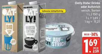 Edeka Oatly Hafer Drinks oder Aufstrich Angebot
