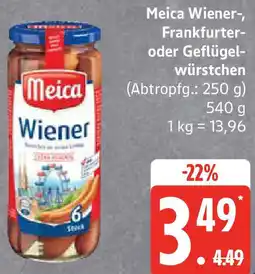 Edeka Meica Wiener-, Frankfurter oder Geflügelwürstchen Angebot