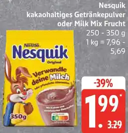 Edeka Nesquik kakaohaltiges Getränkepulver oder Milk Mix Frucht Angebot