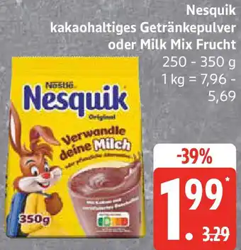 Edeka Nesquik kakaohaltiges Getränkepulver oder Milk Mix Frucht Angebot