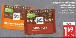 Edeka Ritter Sport Nussklasse oder Kakaoklasse Tafelschokolade Angebot