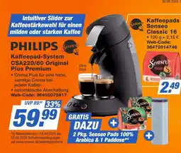 Expert Philips kaffeepad-system csa220/60 original plus premium Angebot