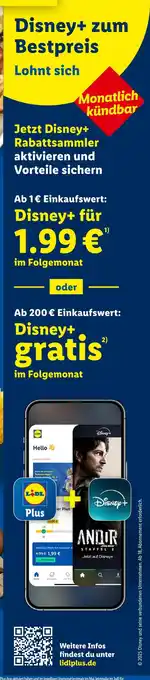 Lidl Disney+ disney+ zum bestpreis Angebot