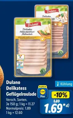 Lidl Dulano delikatess geflügelroulade Angebot