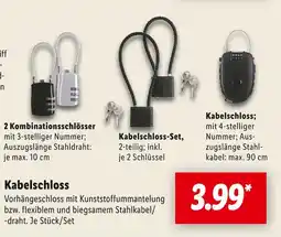 Lidl 2 kombinationsschlösser oder kabelschloss-set oder kabelschloss Angebot