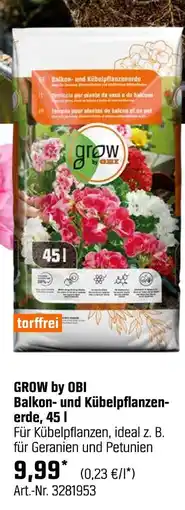 OBI Grow by obi balkon- und kübelpflanzenerde, 45 l Angebot