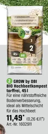 OBI Grow by obi bio hochbeetkompost torffrei, 45 l Angebot