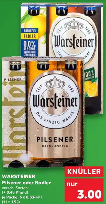 Kaufland WARSTEINER Pilsener oder Radler Angebot