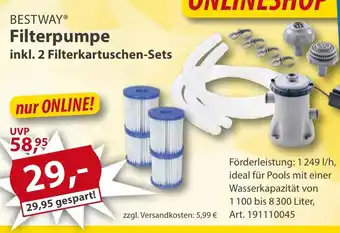Sonderpreis Baumarkt BESTWAY Filterpumpe inkl. 2 Filterkartuschen-Sets Angebot