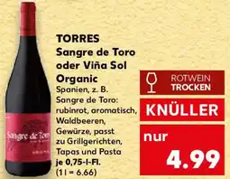 Kaufland TORRES Sangre de Toro oder Viña Sol Organic Angebot