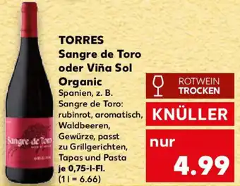 Kaufland TORRES Sangre de Toro oder Viña Sol Organic Angebot