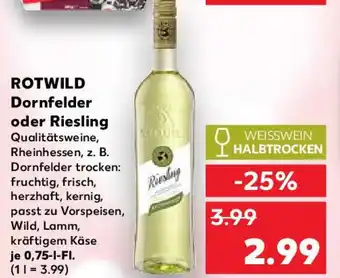 Kaufland ROTWILD Dornfelder oder Riesling Angebot