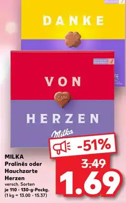 Kaufland MILKA Pralinés oder Hauchzarte Herzen Angebot