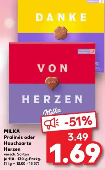Kaufland MILKA Pralinés oder Hauchzarte Herzen Angebot
