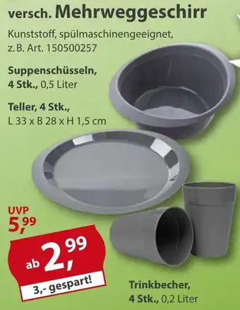 Sonderpreis Baumarkt versch. Mehrweggeschirr Angebot