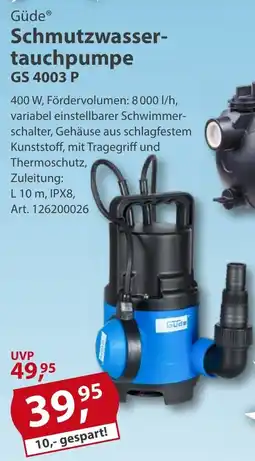 Sonderpreis Baumarkt Güde Schmutzwassertauchpumpe GS 4003 P Angebot