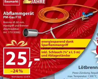 Sonderpreis Baumarkt Abflammgerät PM-Gas F10 Angebot