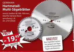 Sonderpreis Baumarkt GERMANIA Hartmetall- Multi-Sägeblätter Angebot