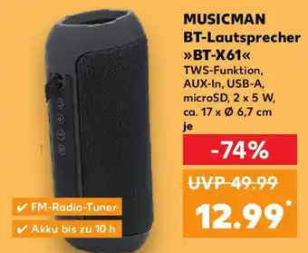 Kaufland MUSICMAN BT-Lautsprecher BT-X61 Angebot