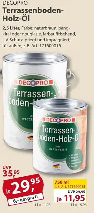 Sonderpreis Baumarkt DECOPRO Terrassenboden- Holz-Öl Angebot