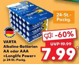 Kaufland VARTA Alkaline-Batterien AA oder AAA Longlife Power Angebot