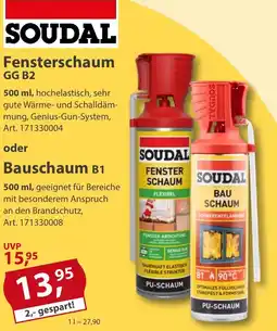 Sonderpreis Baumarkt SOUDAL Fensterschaum GG B2 oder Bauschaum B1 Angebot