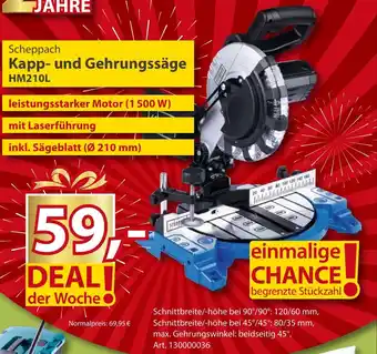 Sonderpreis Baumarkt Scheppach Kapp- und Gehrungssäge HM210L Angebot