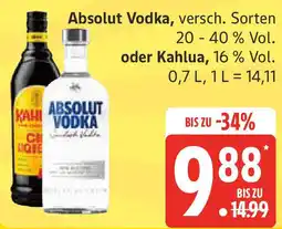 Edeka Absolut Vodka oder Kahlua Angebot
