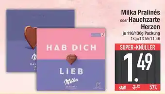 E-Center Milka Pralinés oder Hauchzarte Herzen Angebot