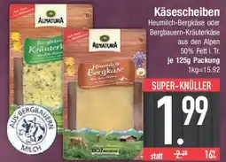 E-Center Käsescheiben Heumilch-Bergkäse oder Bergbauern-Kräuterkäse Angebot