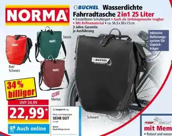 Norma BUCHEL Wasserdichte Fahrradtasche 2in1 25 Liter Angebot