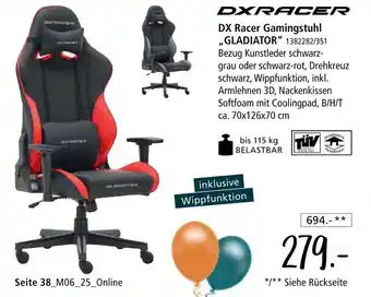 Zurbrüggen Dxracer dx racer gamingstuhl „gladiator“ Angebot