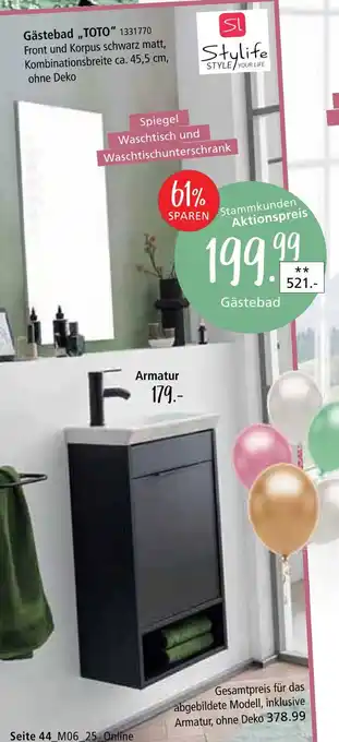 Zurbrüggen Stylife gästebad toto Angebot