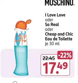 Rossmann Moschino i love love oder so real oder cheap and chic eau de toilette Angebot