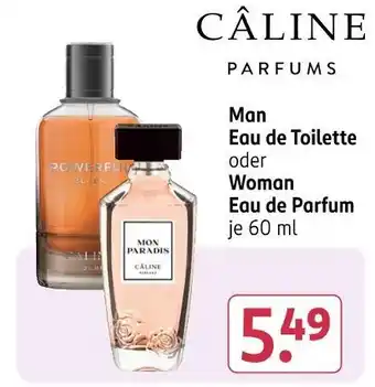 Rossmann Câline man eau de toilette oder woman eau de parfum Angebot