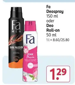 Rossmann Fa deospray oder deo roll-on Angebot