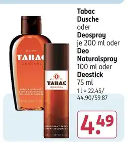 Rossmann Tabac dusche oder deospray oder naturalspray oder deostick Angebot