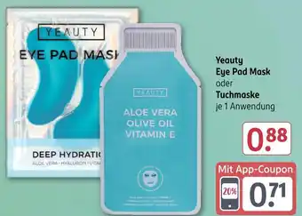 Rossmann Yeauty eye pad mask oder tuchmaske Angebot