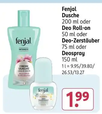 Rossmann Fenjal dusche oder deo roll-on oder deo-zerstäuber oder deospray Angebot