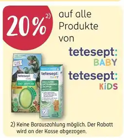 Rossmann Tetesept 2)20 % auf alle produkte von tetesept baby oder kids Angebot