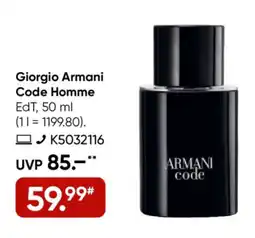 Galeria Giorgio Armani Code Homme EdT Angebot