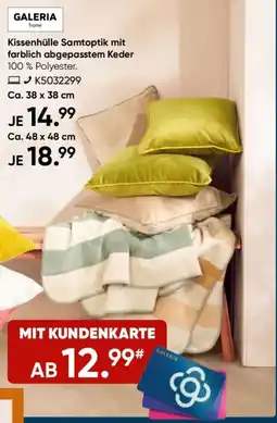 Galeria GALERIA home Kissenhülle Samtoptik mit farblich abgepasstem Keder Angebot